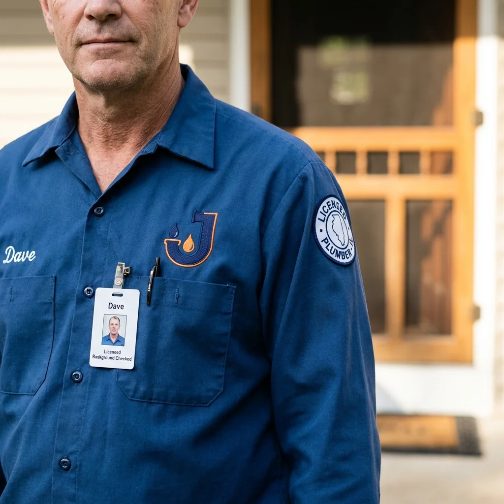 Licensed plumber showing ID badge in Florissant, MO