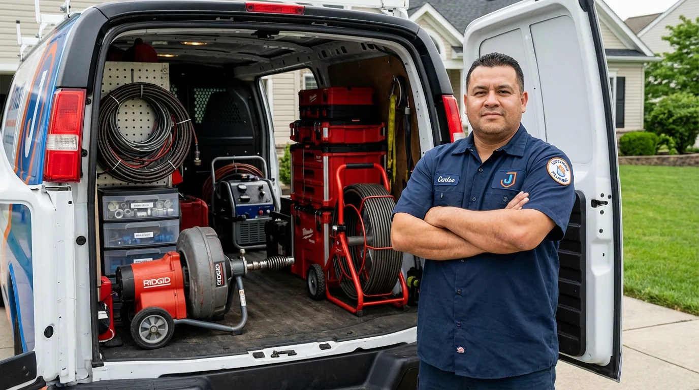 Professional drain cleaning equipment and Johns Plumbing LLC plumber in Florissant