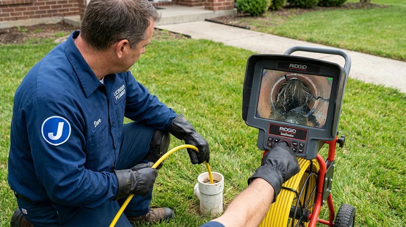 Sewer camera inspection being performed by Johns Plumbing LLC in Florissant
